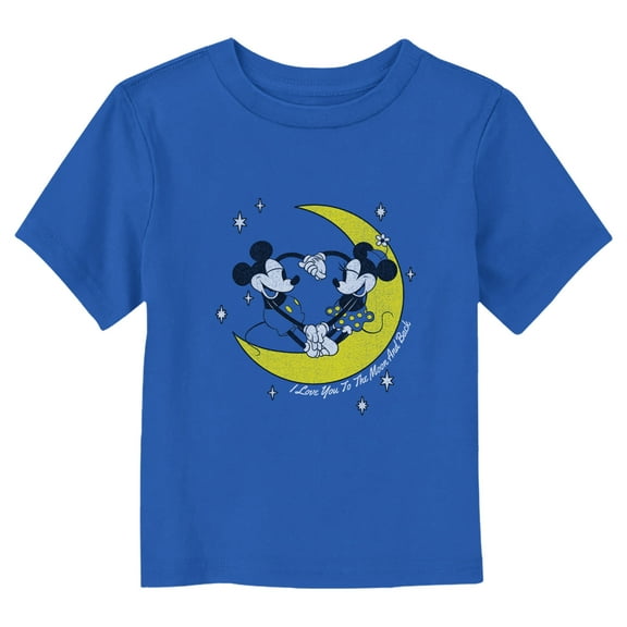 Toddler's Mickey & Friends Couple on the Moon Graphic Tee Royal Blue 4T