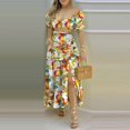 thumbnail image 3 of Europe and America Summer New Women‘s Off-shoulder Printed Split Skirt Two-piece Set, 3 of 7