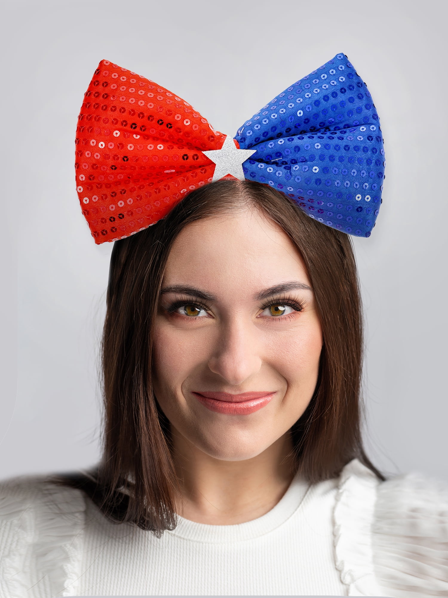 Way to Celebrate Americana Large Sequin Bow Headband, 1 Piece