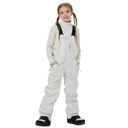 EnJoCho Kids Rain Bib Pants Wind Mud Snow Waterproof Suspender Bib Overalls Dungarees Unlined Fleece Romper Jumpsuit 3-13Y