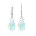 thumbnail image 2 of Rosec Jewels Womens Ethiopian Opal Drop Earrings with Moissanite - 8X10 mm Opal - AAA Grade, 14K White Gold, 2 of 8