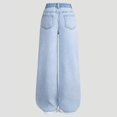 thumbnail image 5 of GiLiling Teen Girls Wide Leg Baggy Jeans High Waist Elastic Waist Y2k Vintage Denim Pants Aesthetic Cargo Pants Fruit Embroidery (Blue, 8-9 Years), 5 of 8