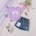 thumbnail image 2 of Kid Girls Clothes Outfits Bowknot T-Shirt Denim Short Skort Summer Clothing Set 5-6 Years, 2 of 4