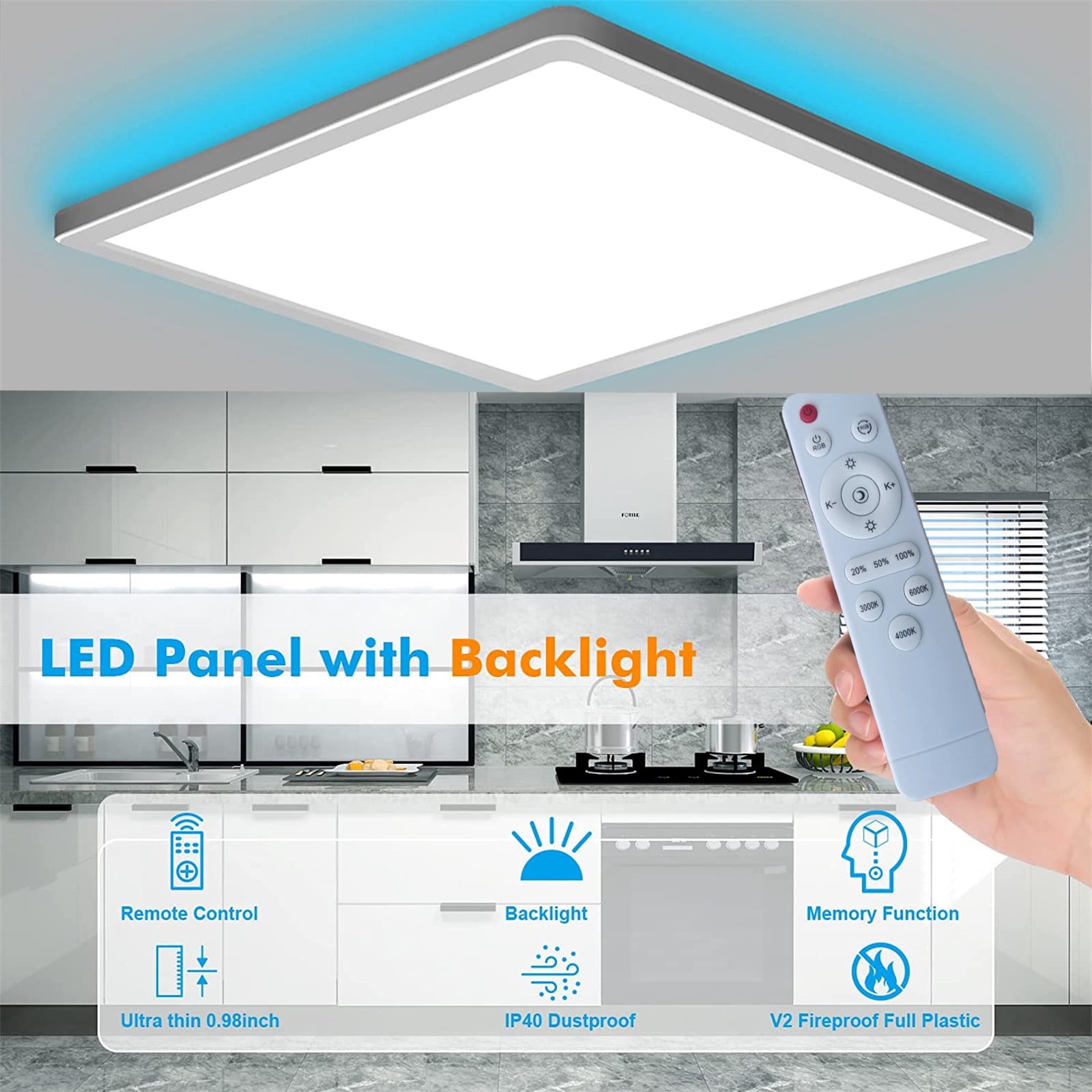 Wovilon Recessed Led Ceiling Light With Rgb Backlight 24W 3000K-6000K Dimmable Rgb Backlight Ceiling Light Floor Lamp For Living Room Desk Lamp
