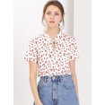 thumbnail image 2 of Blusa Allegra K para Mujer con estampado de Cereza y cuello con Corbata de lazo Blanco S, 2 of 6