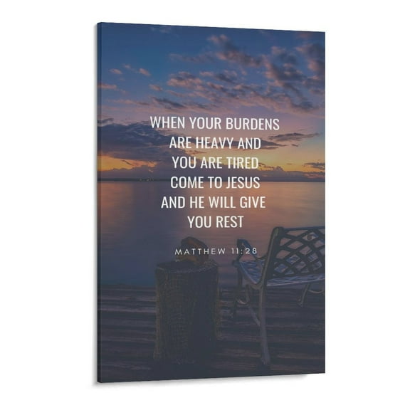 Inspirational Quotes Matthew 11 28 Wall Art Bible Poetry Verses Framed Canvas Wall Art for Home Living Room Farmhouse Wall Decor Poster 11x17inch(28x43cm)