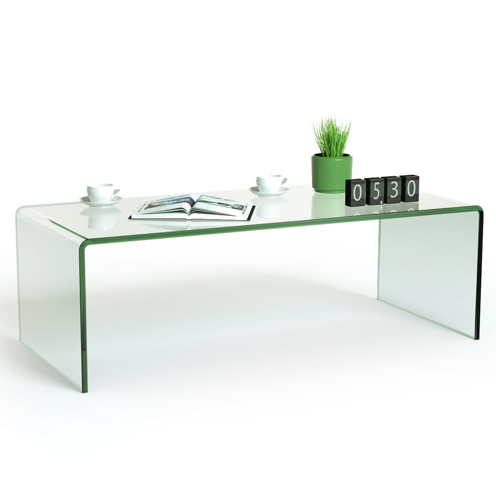 Costway Tempered Glass Coffee Table Accent Cocktail Side Table Living