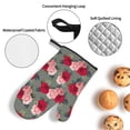 thumbnail image 3 of Honeii Rose Flowers Pattern Oven Mitts and Pot Holders, Silicone Oven Gloves,500 F Heat Resistant Oven Mitts Sets, 4PCS, 3 of 6