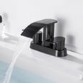 thumbnail image 3 of Kede Waterfall Bathroom Faucet Lavatory 2 Handle 3 Hole 4 Inch Bathroom Sink Faucet Washbasin Faucet with Deck and Pop-up Drain Black Centerset Bathroom Faucet, 3 of 7