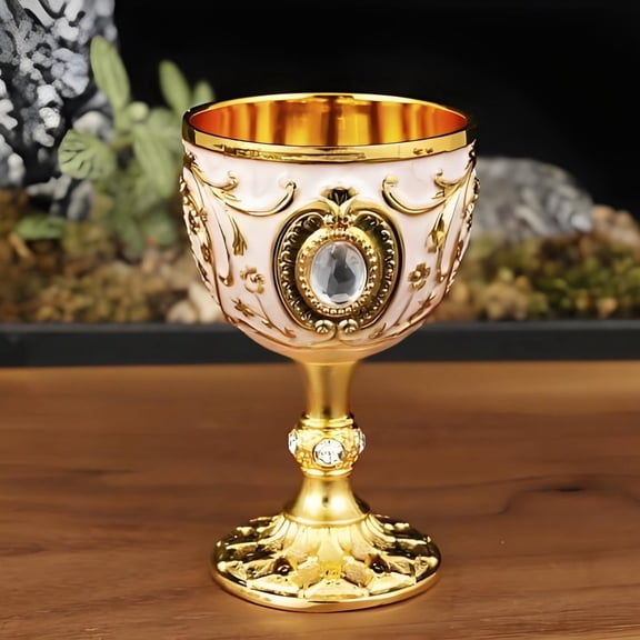 European Style Gold Red Chalice Goblet Delicate Retro Alloy Cup Drinking Goblet for Home Party