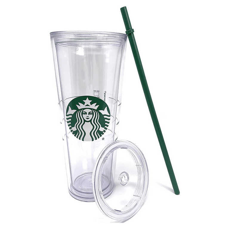 Starbucks Cold Cup Clear Grande Tumbler Traveler With Green Straw Logo -  16oz