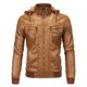 thumbnail image 2 of Abrigo de cuero PU grueso con forro polar de invierno, abrigo de hombre, chaqueta de cuero con capucha de moda de talla grande, top de hombre, 2 of 5