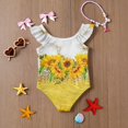 thumbnail image 6 of Abcomgle Baby Girl Swimsuit Ruffled Stretchy One Piece Swimsuits for Little Girls Cute Sunflower Print Bathing Suits for Girls, 6 of 7
