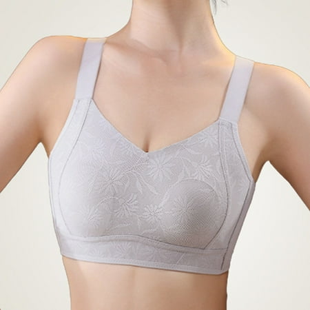 Mrasaso Clearance Items Women Underwear 2PC Plus Size Bra Back Buckle Wireless Lingerie Breathable Non-Steel Ring Support BraLight Blue M