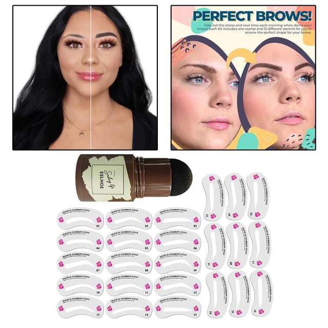 de Modelado de Sellos de Cejas de Un Sellado Herramientas de Barra de Polvo de de Línea de Cabello Construibles de Larga ón - Tarjeta negra 24x para cejas Macarena Sello de ceja
