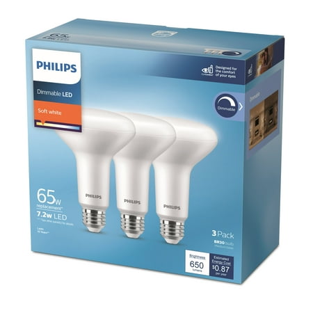 

Philips LED 65-Watt BR30 Indoor Recessed Can Downlight Light Bulb Frosted Soft White Dimmable E26 Medium Base (3-Pack)