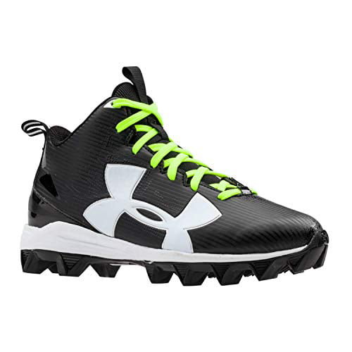 New Under Armour Boy's Crusher RM Mid Jr Football Cleat 5.5Y Black/White 