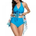 thumbnail image 3 of Two Piece Swim Dress Swimsuit for Women Ruched Tummy Control Tankini Set Plunge V Neck Skirted Bathing Suit, 3 of 6