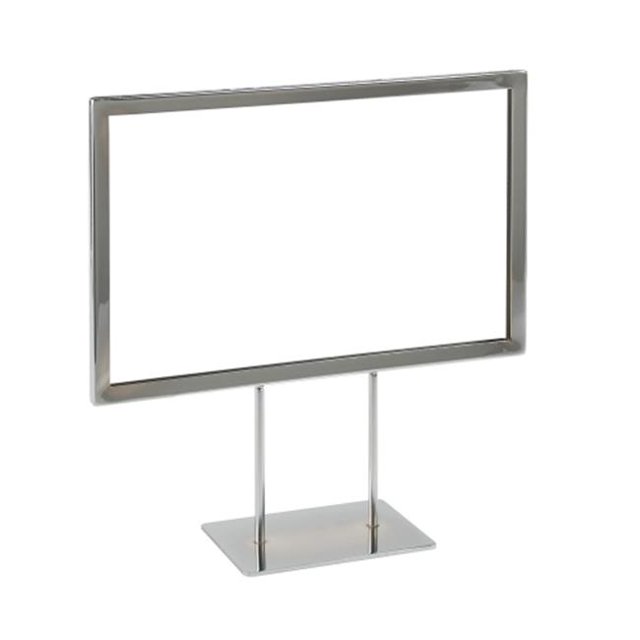 11"W x 7"H Sign Holder w/ (2) 4" Stems and Flat Base - Chrome Finish,Pack Size - 24