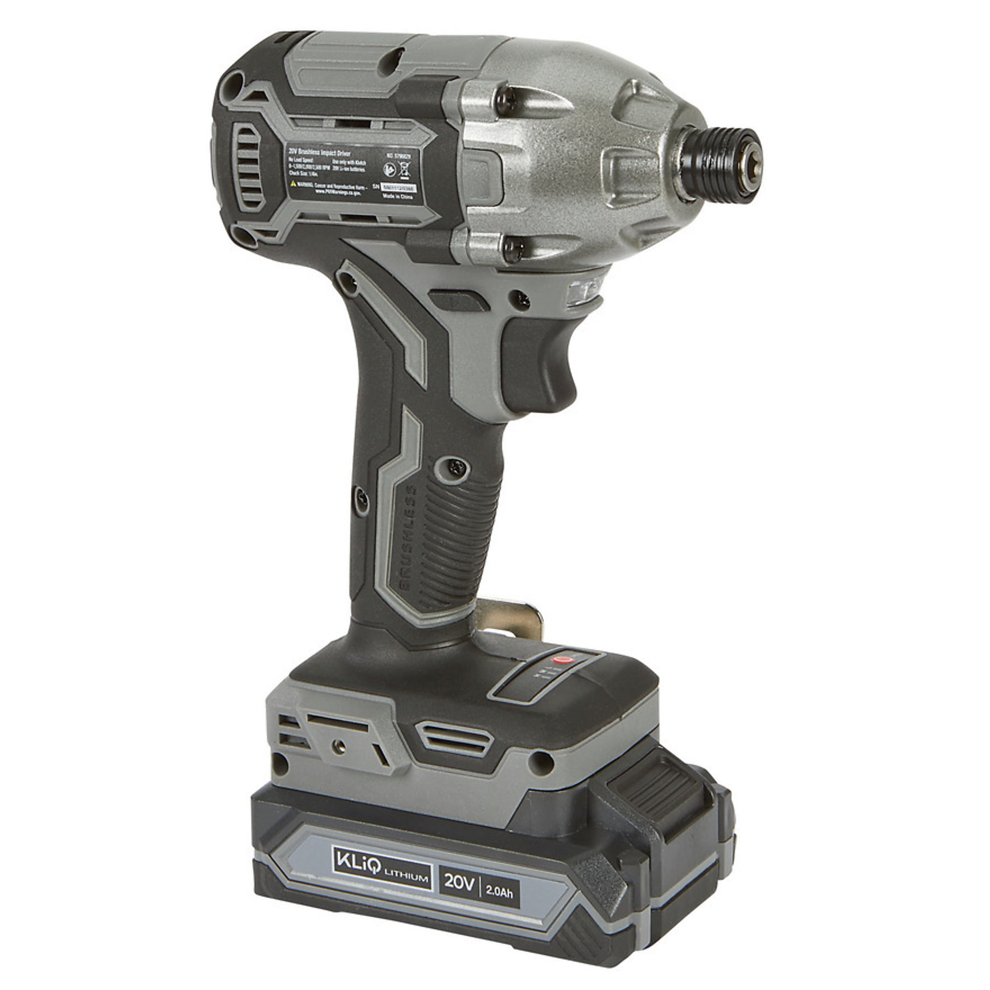 Klutch 1/2in. Hammer Drill/Driver and 1/4in. Impact Driver Kit, KLiQ 20V, Brushless, Cordless, 2.0Ah
