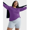 thumbnail image 4 of Hanes Women's Long Sleeve Scoop-Neck Cotton T-Shirt (Plus Size) Violet Splendor 4X, 4 of 4