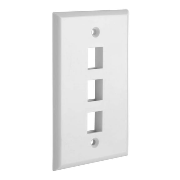 Cmple - 3 Port Keystone Wall Plate 1 Gang Wall Plate with Standard Size Ethernet Wall Plate Keystone Wall Plate Compatible with Keystone Jack, HDMI Keystone - White