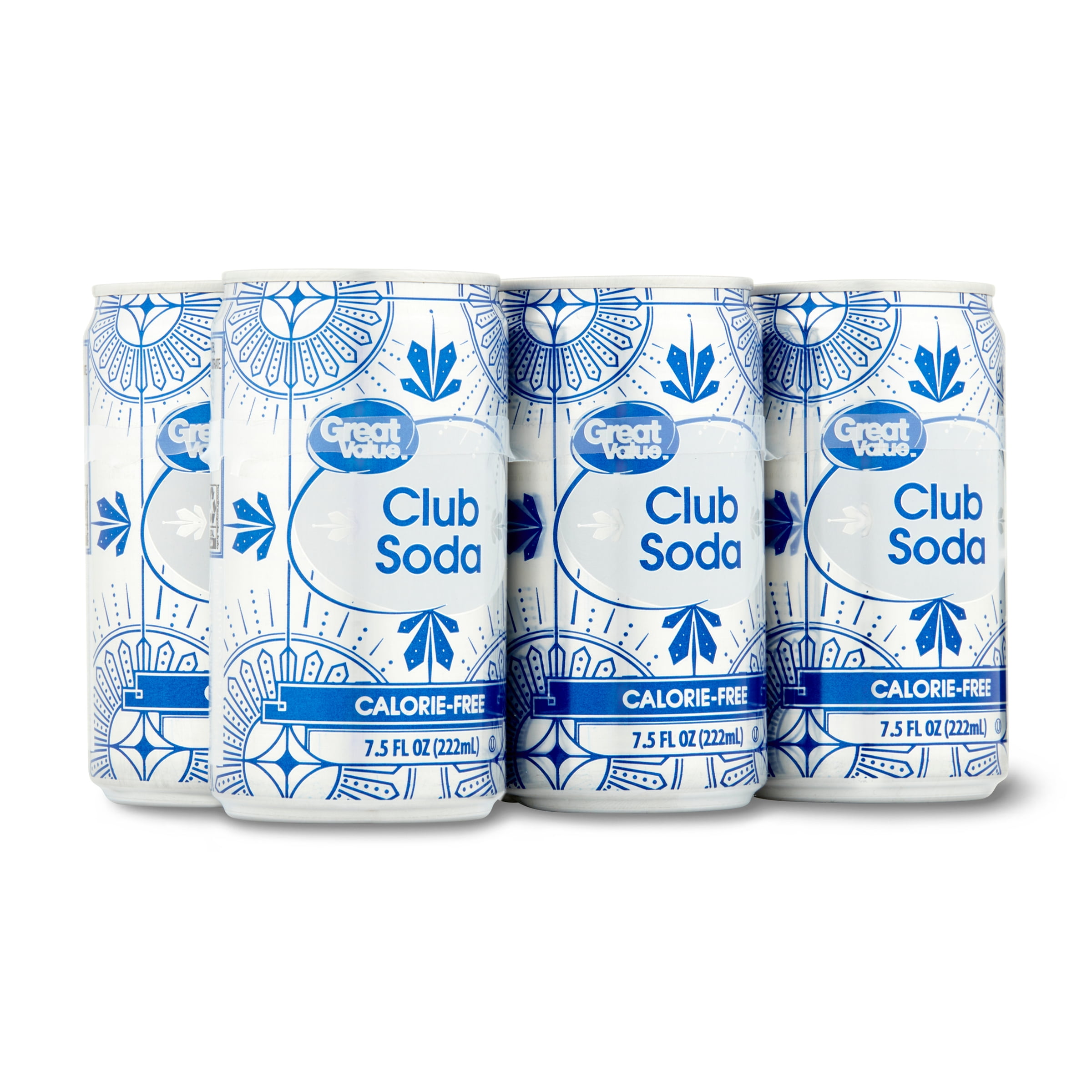 Great Value Calorie Free Club Soda Cocktail Mixer, 7.5 Oz, 6 Count