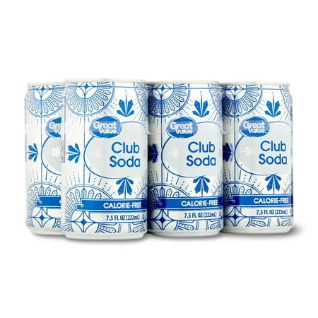 Great Value Calorie Free Club Soda Cocktail Mixer, 7.5 oz, 6 Count