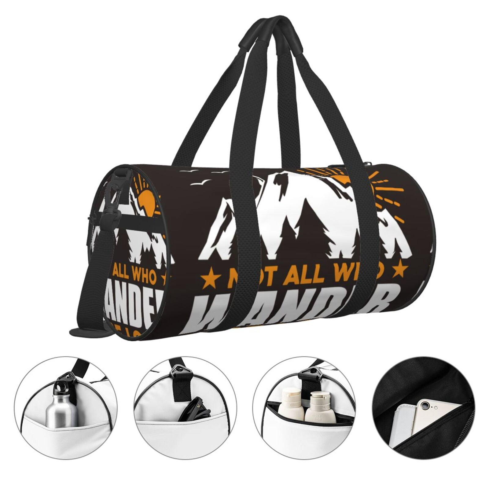 Vsdgher Not All Who Wander Are Lost4 45L Foldable Duffel Bag, Sports Gym Bag,Overnight Bag, Portable Weekender Bag for Airplanes
