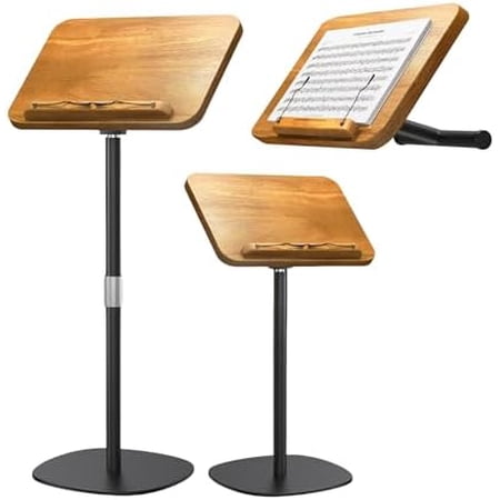 2-in-1 Dual-Use Music Stand & Tabletop Stand, Heavy Duty Solid Wooden Music Stand for Sheet Music, Adjustable Height & Angle, With Page Paper Clip, Ideal for Violin Guitar Piano Players