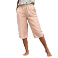 thumbnail image 4 of Pants for Women Casual Summer Knee Length Pants Elastic Waist Loose Fit Summer with Pockets, 4 of 6