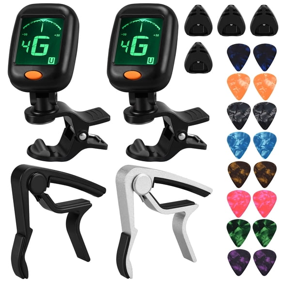Set de accesorios para guitarra FGBNM Guitar Tuner Capo con púas