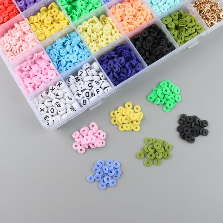 Clay Beads Set Multicolor Flat Round Polymer Clay Beads Handmade