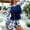 Blue, variant on Women Plus Size 2 Piece Long Sleeve Rash Guard Swimsuit Swim Shirts Top UPF 50+ with Boy Short Swimwear