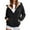 Black, variant on Womens "Smile" Graphic With Heart Detail Fleece-Lined Hoodies Full Zip Design Side Pockets Relaxed Fit Casual Morning Cozy Wear Hoodies
