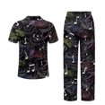 thumbnail image 6 of Yuyamidu Womens Pajamas Set 2 Piece Button Up Short Sleeve Pjs Casual Lounge Set V-Neck Notch Collar Top with Matching Long Pant, Music Pattern, 6 of 7