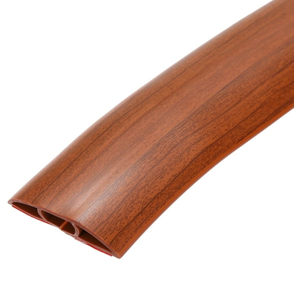 10ft Floor Cord Cover, Self Adhesive Cord Hider 0.47" W x 0.3" H for Cable Management Cable Protector, Walnut Brown Wood