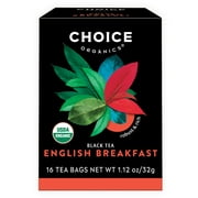 Choice Organics English Breakfast Tea, Contains Caffeine Black Tea Bags, 16 Count