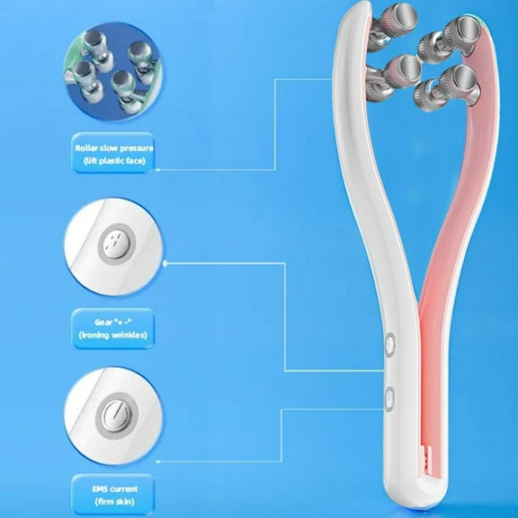 BE Electric V Face Massage Roller EMS RF Facial Neck Lifting Body Shaping Massager G7W0