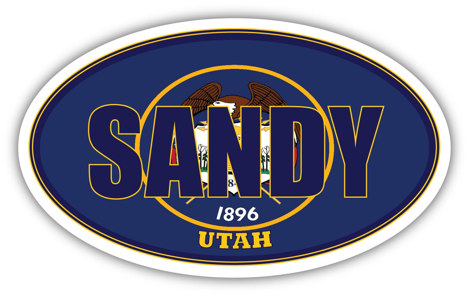 Sandy City Utah State Flag UT Flag Salt Lake County Oval State Colors
