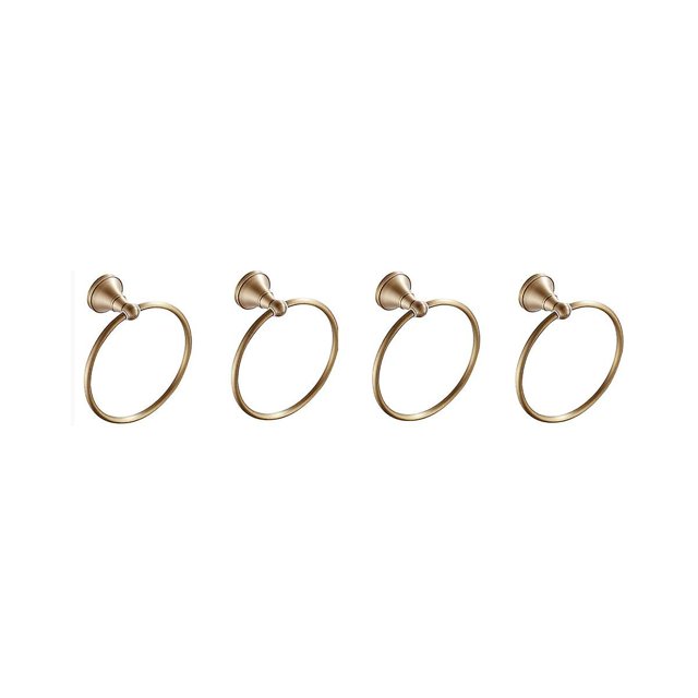 Toallero de latón dorado antiguo, toallero redondo para baño, anillos, toallero, 4 Uds.