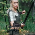 thumbnail image 4 of 1Pair Leather Arm Guards Black Medieval Leather Buckle Bracers Wrist Band Buckle Wide Bracer Adjustable Knight Retro Renaissance Arm Guards, 4 of 7