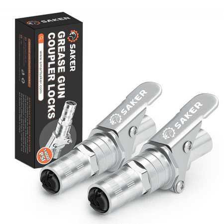 

Saker Grease Gun Coupler-Upgrade to 14000 PSI Duty Quick Release Grease Couplers Compatible with All Grease Guns 1/8 NPT Fittings Deals Day (2 PCS)
