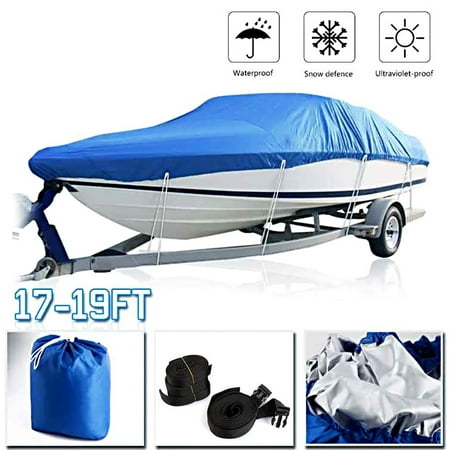 - Boat Cover Waterproof Silver Reflective Fits V-HULL TRI-HULL Fishing Boat Runabout Bass Boat Heavy Duty Trailerable Fishing SKI Protection