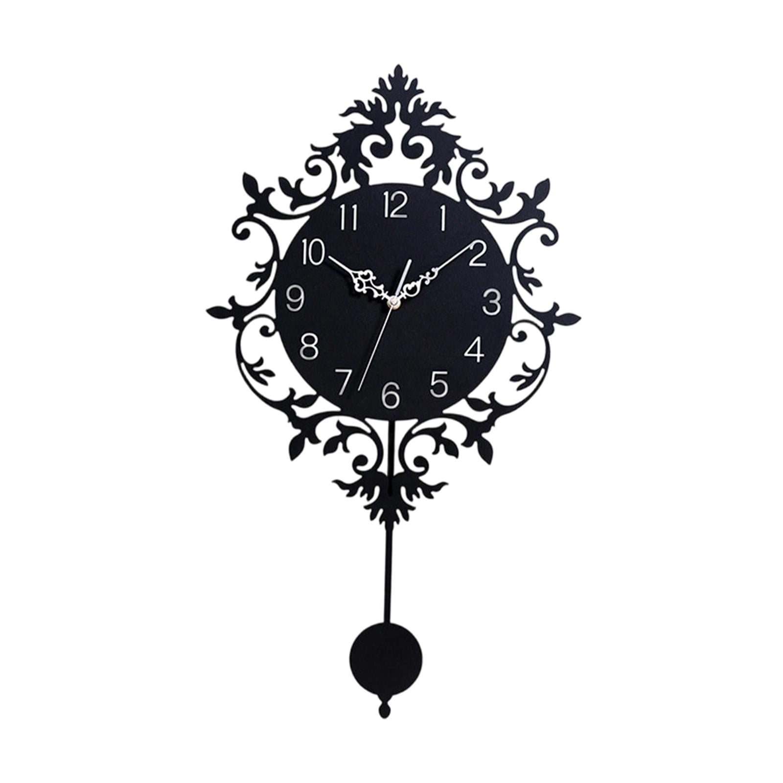 Wall Hanging Clock Round Wall Clock with Pendulum Ornament Acrylic Smooth Surface for Modern Nursery Kids Room