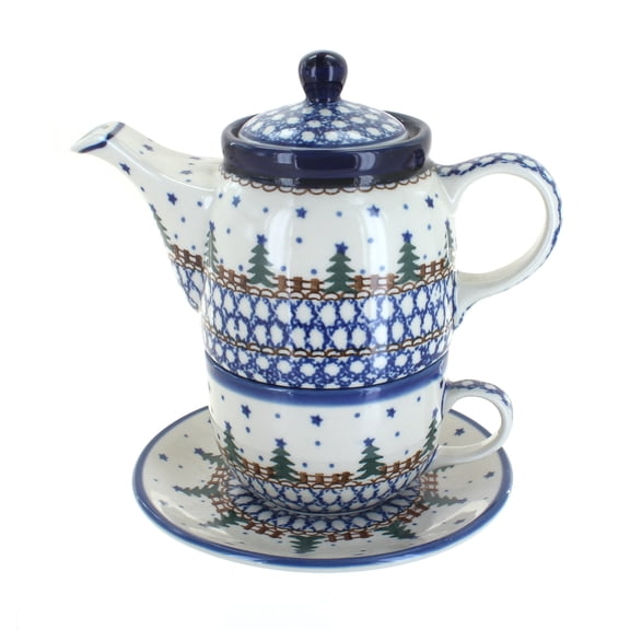 Blue Rose Polish Pottery Rustic Pines Tea for One