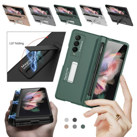 Case For Samsung Galaxy Z Fold 3 5G Shockproof Case Cover With S Pen Slot Hinge Protector Magnetic Kickstand