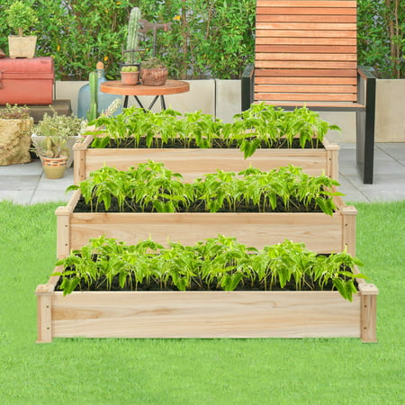Wooden Raised Vegetable Garden Bed 3 Tier Elevated Planter ...