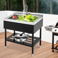thumbnail image 5 of Acekid 36 x 20 x 35.5 Inch Utility Sink - Freestanding Commercial Stainless Steel Sink, Adjustable Leg with Hot/Cold Faucet, Hoses & Drain Kit, for Kitchen/Garage/Bathroom/Outdoor, Black, 5 of 6
