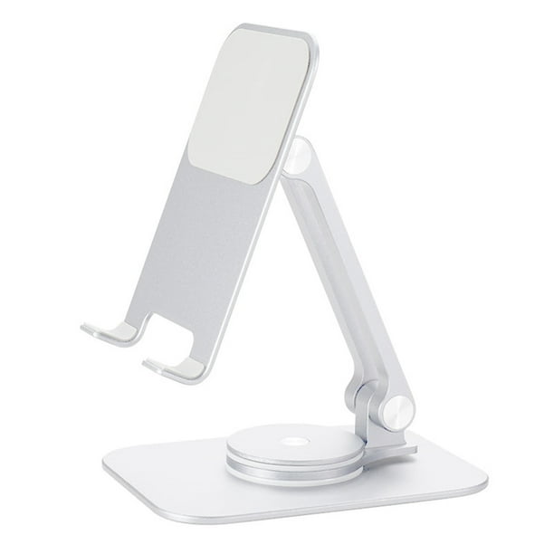 Soporte plegable para teléfono y tablet giratorio 360° | Altura y ángulo ajustables | Soporte universal para dispositivos móviles | Almohadillas antideslizantes | Aleación de aluminio portátil